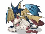  animated breasts capcom female female/female forced hair monster_hunter muhut video_games wings 