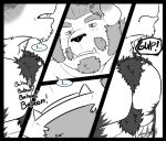  abs anthro blush body_hair canid canine canis chernobog chest_hair chest_tuft comic deadanthro duo english_text fur horkeukamui male mammal monster multicolored_fur muscular muscular_male pecs slightly_chubby text tokyo_afterschool_summoners tuft two_tone_fur video_games wolf 