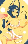  2019 animal_crossing ankha_(animal_crossing) anthro bandage beauty_mark bedroom_eyes big_breasts blue_eyes blue_hair blush breasts cum cum_on_breasts disembodied_penis domestic_cat duo egyptian featureless_crotch felid feline felis female fur hair half-closed_eyes handjob hi_res holding_breast humanoid_penis inverted_nipples jellcaps looking_at_viewer male male/female mammal mostly_nude navel nintendo nipples penile penis seductive sex short_hair standing thick_thighs video_games yellow_fur 