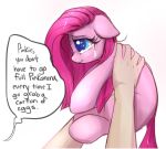  2019 ambiguous_gender crying disembodied_hand duo earth_pony english_text equid equine friendship_is_magic hair horse human mammal my_little_pony pinkamena_(mlp) pinkie_pie_(mlp) pony ravensunart simple_background tears text white_background 