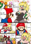  amano_jack bare_shoulders blue_eyes blush bowser bowsette_meme breasts brown_hair cleavage clothed clothing comic crown cute_fangs ear_piercing ear_ring facial_hair female hair hands_on_hips hat headgear headwear hi_res horn horned_humanoid human humanoid koopa luigi male mammal mario mario_bros mustache nintendo overalls piercing pink_tongue pointy_ears princess_daisy princess_peach red_clothing red_hat red_headwear scalie shoulder_grab super_crown toadette tongue video_games 