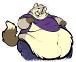  anthro belly belly_overhang big_belly clothed clothing domestic_ferret eyewear fur glasses hi_res love_handles male mammal marx50 moobs mustela mustelid musteline navel obese obese_male open_mouth open_smile overweight overweight_male smile solo tan_fur 