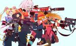  artist_name belt belt_pouch bishoujo_senshi_sailor_moon black_gloves black_pants blonde_hair blue_eyes circlet crossover darling_in_the_franxx dual_wielding gloves gun highres holding holding_gun holding_weapon horns kneeling long_hair mask neon_genesis_evangelion pants pink_hair pouch sailor_moon school_uniform serafuku shoes sneakers sniper_scope socks souryuu_asuka_langley standing twintails very_long_hair vinneart weapon white_background white_legwear zero_two_(darling_in_the_franxx) 