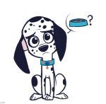  101_dalmatian_street ? bowl canid canine canis collar dalmatian dawkins_(101_dalmatians) disney domestic_dog food_bowl higgly_town_hero mammal speech_bubble 