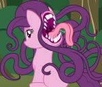  2019 asian_mythology badumsquish big_macintosh_(mlp) east_asian_mythology equid equine fangs friendship_is_magic futakuchi-onna hair hi_res horse invalid_tag japanese_mythology long_hair mammal my_little_pony mythology pony prehensile_hair saliva sharp_teeth sugar_belle_(mlp) teeth yōkai 