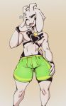  anthro asriel_dreemurr asriel_dreemurr_(god_form) avante92 boss_monster bovid caprine clothed clothing fur hand_on_thigh hi_res jewelry looking_at_viewer male mammal navel necklace open_mouth pants simple_background topless undertale video_games white_fur 