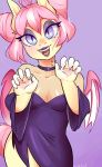  2018 absurd_res anthro bat_pony bite bite_mark choker corelle-vairel equid fan_character hi_res looking_at_viewer mammal my_little_pony neck_bite purple_eyes simple_background vampire 