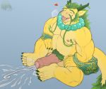  &lt;3 2019 anthro asian_mythology balls claws cum cum_on_feet cum_on_ground cumshot dragon east_asian_mythology eastern_dragon ejaculation erection eyes_closed green_claws green_hair hair hands-free humanoid_penis jewelry li_wei looking_pleasured male muscular muscular_male mythology necklace nipples nude orgasm penis pubes radonryu sitting solo tongue tongue_out uncut yellow_skin 
