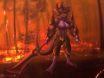  2019 abs armor clothing dragon elberik_(elberik) hi_res horn male muscular pants red_eyes solo standing vrabo weapon 