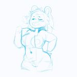  1:1 animal_crossing animated anthro apron blush breasts clothing eulipotyphlan eyes_closed female fur hedgehog mabel_able mammal navel nintendo nipples open_mouth pussy simple_background sketch solo supertrashparty tongue video_games white_background 
