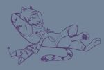  2019 ambiguous_gender anthro antlers barefoot cameron_(zootopia) cervid clothed clothing crossed_legs disney duo eyes_closed fan_character felid fuel_(artist) fur grey_background hands_behind_head horn jamie_(zootopia) lying mammal on_back open_mouth pantherine pawpads reclining shirt simple_background sleeping striped_fur stripes tank_top tiger topwear zootopia 