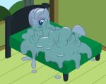  absurd_res badumsquish bed blush equid equine fan_character female feral goo_creature hi_res horse inside looking_at_viewer lying mammal my_little_pony on_bed one_eye_closed pony pose pussy slime solo wink 