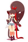  2019 absurd_res black_hair bottomwear clothed clothing cosplay digital_media_(artwork) female gaghiel hair hand_on_hip hi_res hilda_(pok&eacute;mon) holding_object holding_pok&eacute;ball humanoid looking_at_viewer lucyfercomic mawile nintendo not_furry pok&eacute;ball pok&eacute;mon pok&eacute;mon_(species) pok&eacute;morph pose red_eyes shorts simple_background solo standard_pok&eacute;ball standing thick_thighs thigh_gap video_games white_background wide_hips 