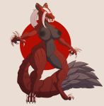  2019 anthro anthrofied areola big_breasts breasts capcom claws digital_media_(artwork) dragon fanged_wyvern female hair hi_res monster_hunter nipples nude odogaron open_mouth pussy scalie simple_background solo teeth toe_claws undeadkitty13 video_games white_hair 