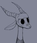  2019 ambiguous_gender antelope anthro blush bovid bust_portrait clothed clothing facial_markings fuel_(artist) fuel_(character) gazelle grey_background greyscale horn mammal markings monochrome portrait simple_background solo sweat sweatdrop 