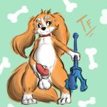  animal_genitalia animal_penis balls big_ears canid canine canine_penis canis claws collar domestic_dog fennephilim_fox fizz_(lol) fur hi_res holding_penis league_of_legends looking_at_viewer male mammal melee_weapon penis polearm riot_games smile trident video_games weapon yellow_eyes 