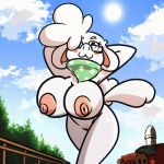  1:1 animated anthro bovid breasts caprine dancing eyewear farm female finished_background fluffy fur glasses invalid_color loop mammal mutton mutton(mutton_chop) mutton_(mutton_chop) sachasketchy scarf sheep solo swing teasing webcomic 