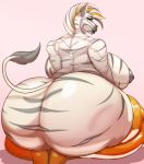  2019 anthro big_breasts big_butt breasts butt clothed clothing equid equine female huge_breasts huge_butt hyper hyper_butt legwear makeup mammal nipples overweight overweight_female quotefox rubber solo thick_thighs thigh_highs topless zebra 