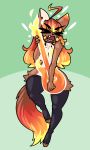  2019 ahoge anthro breasts canid canine canis caradhina clothed clothing digital_media_(artwork) female fire fur guitar hi_res legwear limebreaker mammal musical_instrument partially_clothed simple_background singing small_breasts solo thick_thighs thigh_highs 