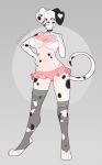  anthro bottomwear bra breasts canid canine canis clothed clothing dalmatian domestic_dog female hi_res looking_at_viewer mammal naughty_face navel shirt skirt smile solo teil topwear torn_clothing underwear wide_hips 