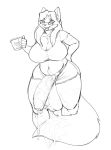  alternate_version_at_source anthro balls big_balls big_breasts big_penis breasts clothed clothing curvaceous dickgirl eyewear felid feline flaccid glasses greyscale hi_res humanoid_penis intersex mammal monochrome open_mouth penis precum pubes slightly_chubby solo standing strikeanywhere thick_thighs uncut vein 