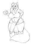  alternate_version_at_source anthro balls big_balls big_breasts big_penis breasts clothed clothing curvaceous dickgirl eyewear felid feline flaccid glasses greyscale hi_res humanoid_penis intersex mammal monochrome open_mouth penis pubes slightly_chubby solo standing strikeanywhere thick_thighs uncut vein 