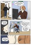  anthro brown_eyes canid canine canis clothing comic computer depression domestic_dog english_text frown gaikotsu hi_res hoodie keyboard lonely male mammal office rhinocerotoid ryan_(gaikotsu) sad sneakers tauski text 