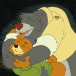  1:1 anthro baloo bottomless clothed clothing cub disney duo eyes_closed from_behind_(disambiguation) happy happy_sex hi_res invalid_tag kit_cloudkicker lying male male/male mammal partially_clothed rough_sex sex size_difference talespin ursid young 