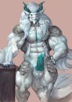  anthro armor asian_mythology balls dragon east_asian_mythology eastern_dragon erection goroguro hi_res horn knot looking_at_viewer male muscular muscular_male mythology solo standing 