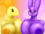  4:3 anthro anthrofied avian big_breasts bird breasts candy chick coating food food_creature glistening hi_res lagomorph leporid mammal peeps rabbit stakota sugar 