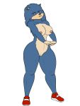 anthro breasts crossgender ear_piercing ear_ring eulipotyphlan female hedgehog hi_res mammal nipples oystercatcher7 piercing pussy sneakers solo sonic_(series) sonic_movie sonic_the_hedgehog thick_thighs voluptuous 