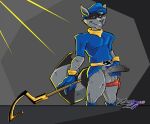  anthro balls bottomless clothed clothing erection fur humanoid_penis looking_at_viewer male mammal penis procyonid raccoon sly_cooper sly_cooper_(series) smile solo sony_corporation sony_interactive_entertainment sucker_punch_productions vein veiny_penis video_games zephurous 