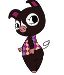  agnes_(animal_crossing) alpha_channel animal_crossing bottomless clothed clothing domestic_pig eyelashes looking_back mammal nintendo shirt simple_background suid suina sus_(pig) topwear transparent_background video_games vono 
