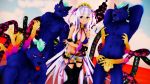  16:9 2019 3d_(artwork) abs anthro bb_(fate) beach big_breasts blue_fur breasts digital_media_(artwork) fate_(series) female fur green_hair hair human hyaenid long_hair male malicekira mammal mohawk_(hairstyle) muscular muscular_male nude nyarlathotep_(housamo) one_eye_closed open_mouth purple_eyes purple_hair seaside smile tail_hands tentacles tokyo_afterschool_summoners tongue tongue_out video_games wink 