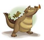  2019 amphibian by-nc-nd creative_commons crocodile crocodilian crocodylid digital_media_(artwork) disney female frog hi_res louis_(tpatf) male musical_instrument orlandofox overweight overweight_male prince_naveen princess_tiana reptile scalie the_princess_and_the_frog trumpet 