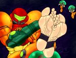  5_toes alien barefoot digital_media_(artwork) feet female foot_focus group hi_res human mammal metroid metroid_(species) nintendo not_furry plantigrade quintonquill samus_aran soles solo_focus toes video_games 