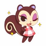  1:1 :3 animal_crossing chibi makeup mammal nintendo one_eye_closed pecan_(animal_crossing) rodent sciurid simple_background sparkles tree_squirrel unknown_artist video_games white_background wink 