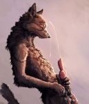  2019 5_fingers animal_genitalia animal_penis anthro balls brown_background brown_fur canid canine canine_penis canis coyote cum cum_on_face cum_on_self cumshot ejaculation eyes_closed fur hi_res knot male mammal masturbation noof nude orgasm penile penile_masturbation penis side_view signature simple_background smile solo standing vein veiny_penis 