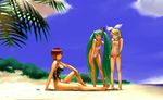  bad_id bad_pixiv_id barefoot beach bikini blonde_hair blue_eyes breasts brown_hair casual_one-piece_swimsuit day feet green_eyes hatsune_miku kagamine_rin large_breasts legs long_hair long_legs meiko multiple_girls one-piece_swimsuit short_hair smile swimsuit tan twintails very_long_hair vocaloid wakino_keibun 