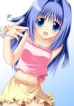  angel blue_eyes blue_hair casual hair_intakes kanon long_hair midriff minase_nayuki nirap snow_bunny solo 