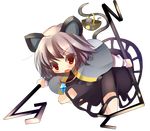  animal_ears dowsing_rod full_body highres jewelry mouse mouse_ears mouse_tail nazrin pendant solo tail touhou transparent_background tsunono 