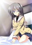  blue_eyes clannad hairband hikarizaka_private_high_school_uniform kuwashima_rein long_hair sakagami_tomoyo school_uniform silver_hair solo surprised 