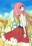  bad_id bad_pixiv_id flower long_hair megurine_luka pink_eyes pink_hair skirt solo sunflower vocaloid watazaki_(mushipan) 