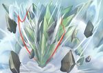  bad_pixiv_id explosion gen_2_pokemon kunno monster monster_hunter no_humans parody pokemon pokemon_(creature) red_eyes rock spikes tyranitar ukanlos 