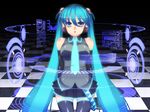  aqua_eyes aqua_hair bad_id bad_pixiv_id chiha_(abo_ecm_mk25) detached_sleeves hatsune_miku headphones headset long_hair necktie sitting skirt solo thighhighs twintails very_long_hair vocaloid zettai_ryouiki 