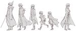  age_difference age_progression crossed_arms drill garlock_simon greyscale hands_in_pockets kuroemon male_focus monochrome multiple_persona old older running simon sketch tengen_toppa_gurren_lagann walking younger 