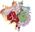  ex-keine fujiwara_no_mokou highres holding_hands kamishirasawa_keine kuromiso long_hair multiple_girls shadow touhou 