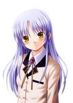  angel_beats! blazer blue_hair guttyod jacket long_hair school_uniform simple_background solo tenshi_(angel_beats!) yellow_eyes 