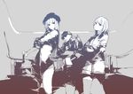  2girls bad_id bad_pixiv_id greyscale highres monochrome multiple_girls sakura_sora 