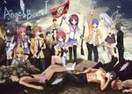  6+girls angel_beats! blazer feathers fine_art_parody flag fujimaki_(angel_beats!) gun hinata_(angel_beats!) iwasawa jacket koyama_tomosato liberty_leading_the_people matsushita multiple_boys multiple_girls naoi_ayato no_pants noda_(angel_beats!) ooyama_(angel_beats!) otonashi_(angel_beats!) parody school_uniform serafuku shiina_(angel_beats!) shirtless sleeves_rolled_up takamatsu tenshi_(angel_beats!) thighhighs tk_(angel_beats!) weapon yui_(angel_beats!) yuri_(angel_beats!) yusa_(angel_beats!) 